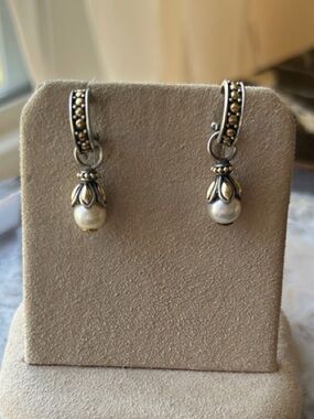 John Hardy Pearl Drop Earrings - White Pearl